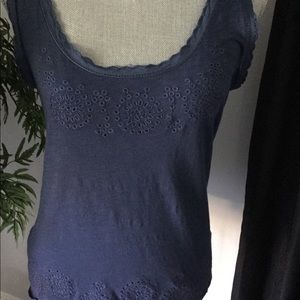 Navy Eyelet Tank Top
